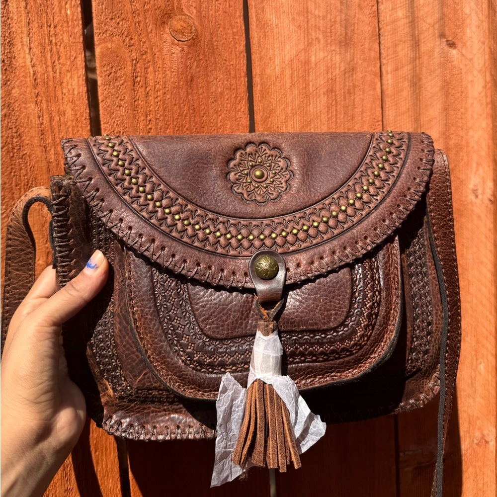 Patricia Nash Leather Crossbody Bag with Tassel